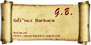 Göncz Barbara névjegykártya